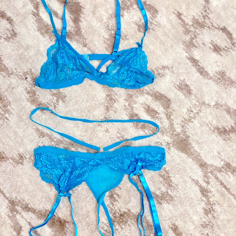 NWOT Blue Bra & Panty Set